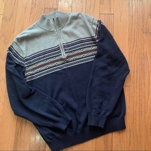 Men's Fair Isle Half Zip Izod Sweater Size Large